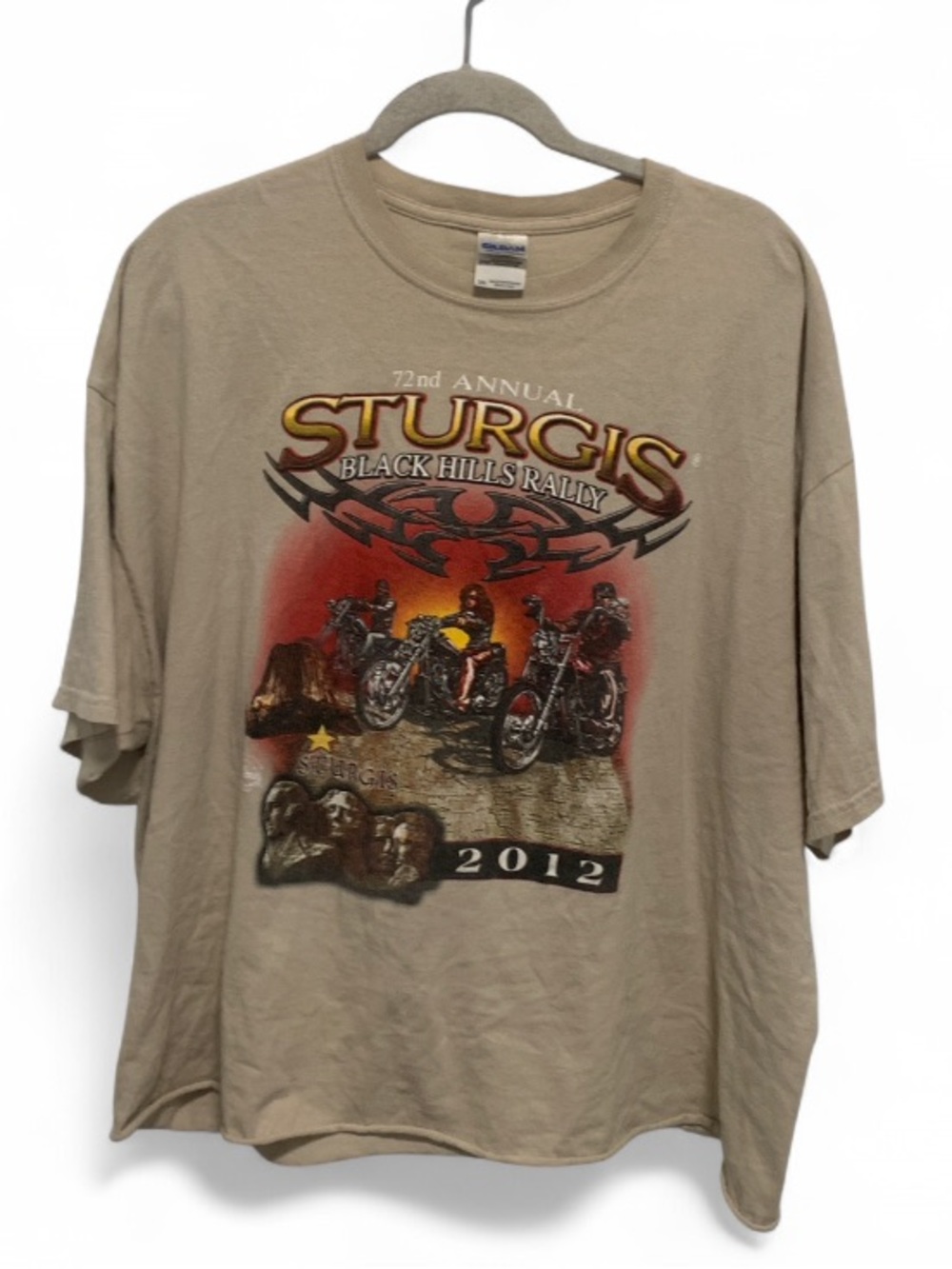 Gildan Tan Sturgis Black Hills Rally 2012 Graphic Short Sleeve Tee
